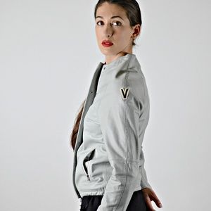 Modern Gray Leather Moto Jacket Small Made in Italy Sleek Fitted Designer Jacket